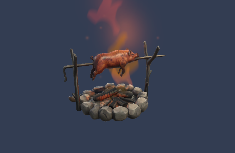 Pig roasting on a spit